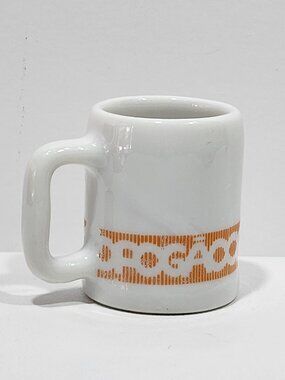 Vintage Mini Espresso Mug: São Paulo Porcelana Espresso Cup White w/Orange RARE